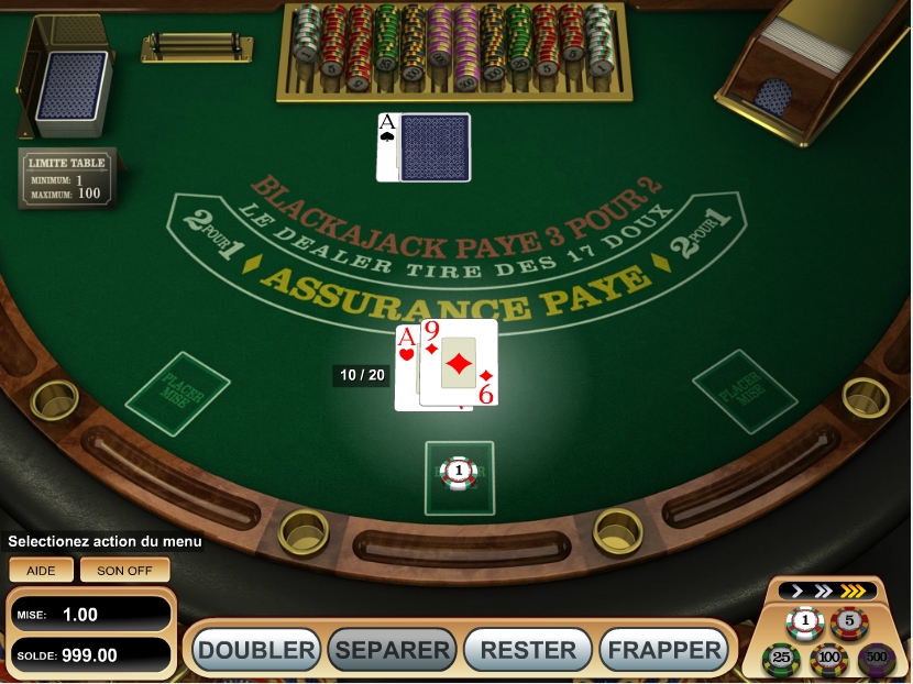 Table de BlackJack sur internet